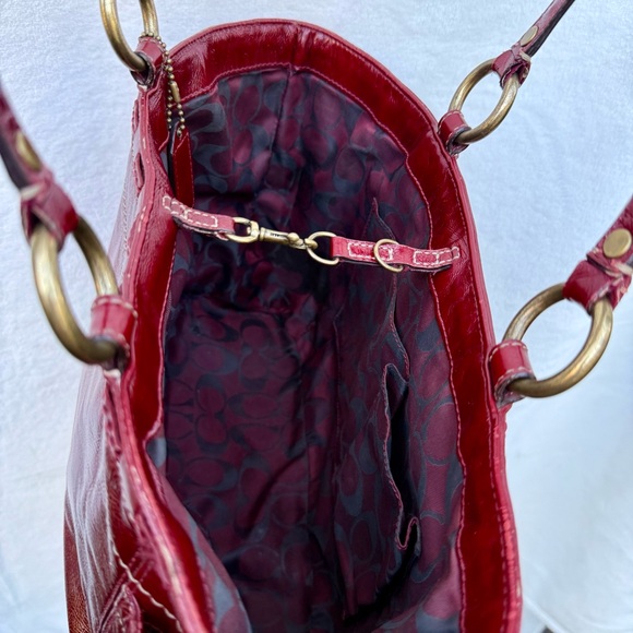 Coach Vintage 2007 Gallery East West Laced Tote Red Patent Leather 11500 - Picture 11 of 16